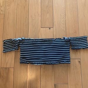 Black and white striped xhilaration bikini top